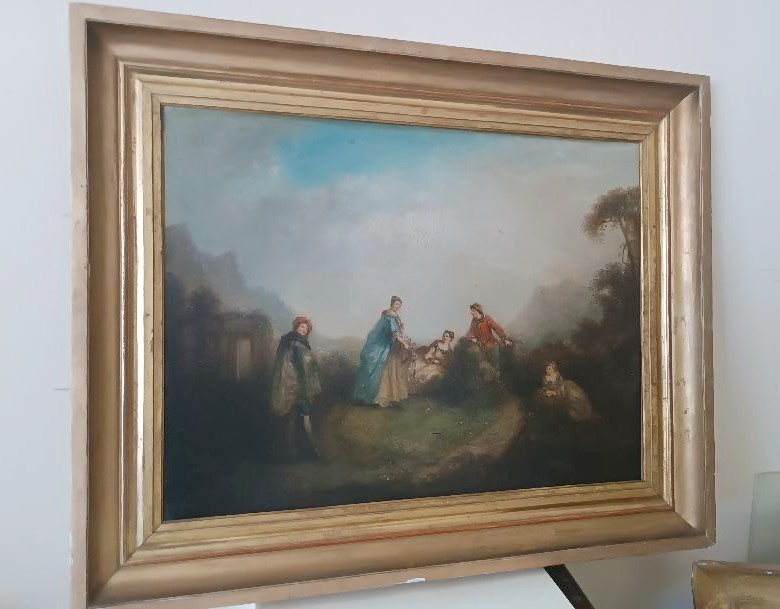 Dipinto olio su tela scuola francese fine XVIII secolo