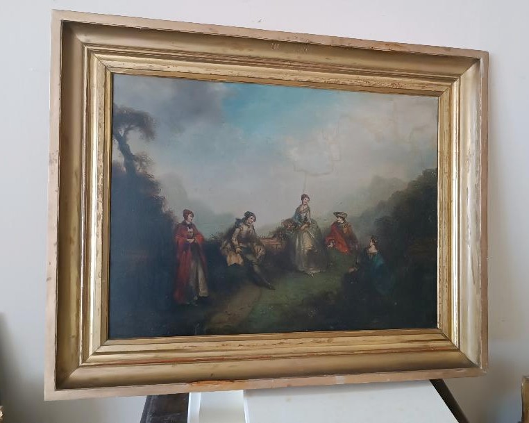 Dipinto olio su tela scuola francese fine XVIII secolo