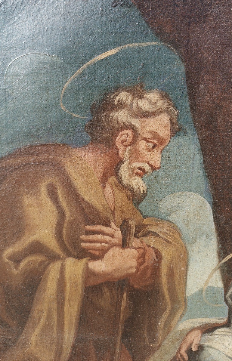 Antico dipinto olio su tela - Sacra Famiglia -Scuola italiana XVIII SECOLO-photo-5