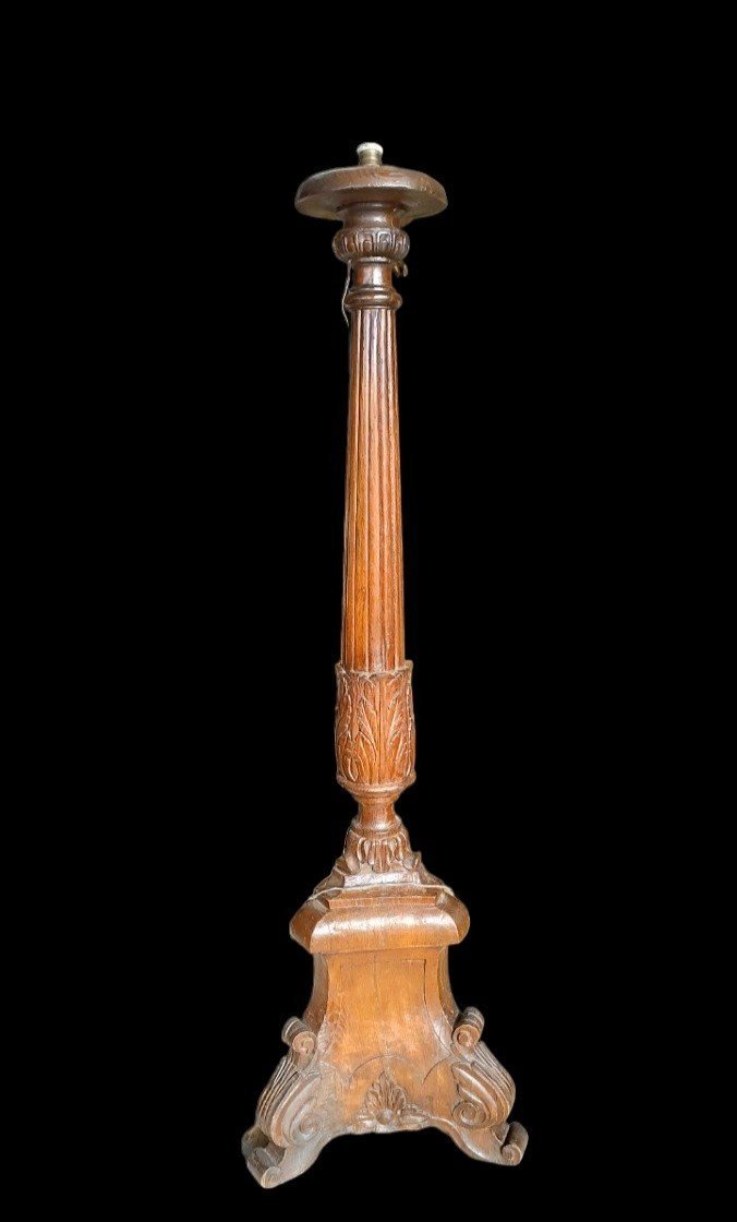 Grandissimo candeliere -lampada in quercia luigi XIV 210 cm-photo-3