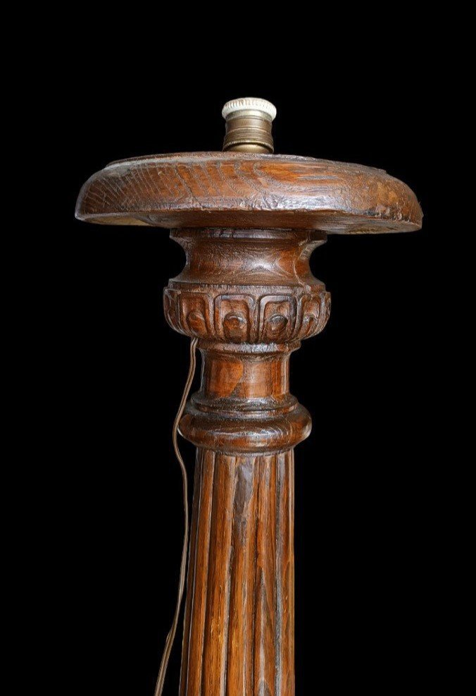 Grandissimo candeliere -lampada in quercia luigi XIV 210 cm-photo-4