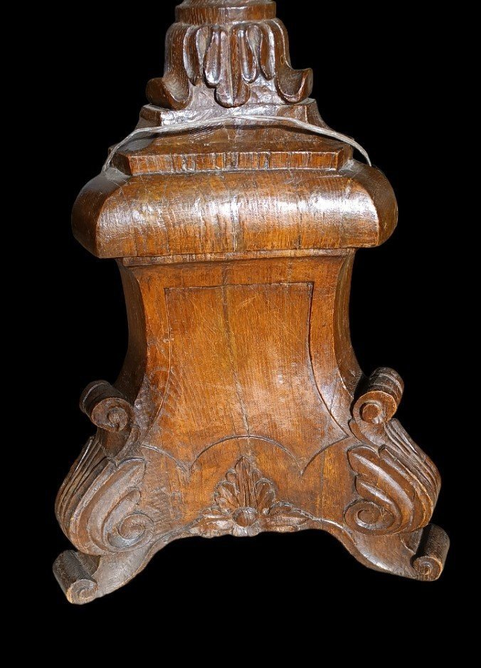 Grandissimo candeliere -lampada in quercia luigi XIV 210 cm-photo-5