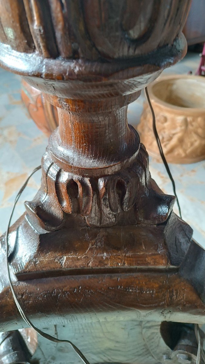 Grandissimo candeliere -lampada in quercia luigi XIV 210 cm-photo-6