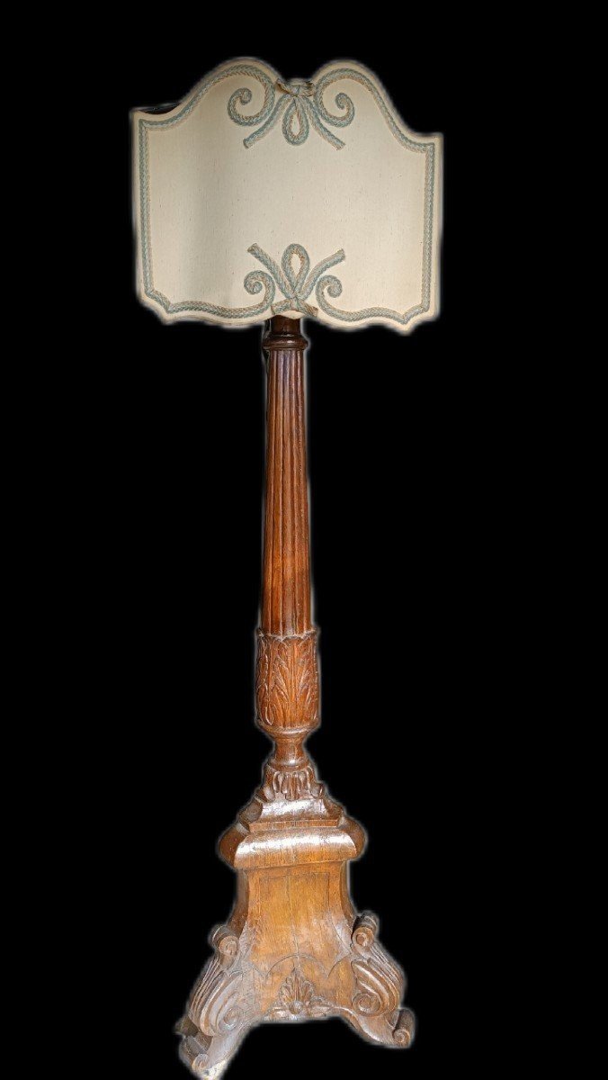 Grandissimo candeliere -lampada in quercia luigi XIV 210 cm-photo-7