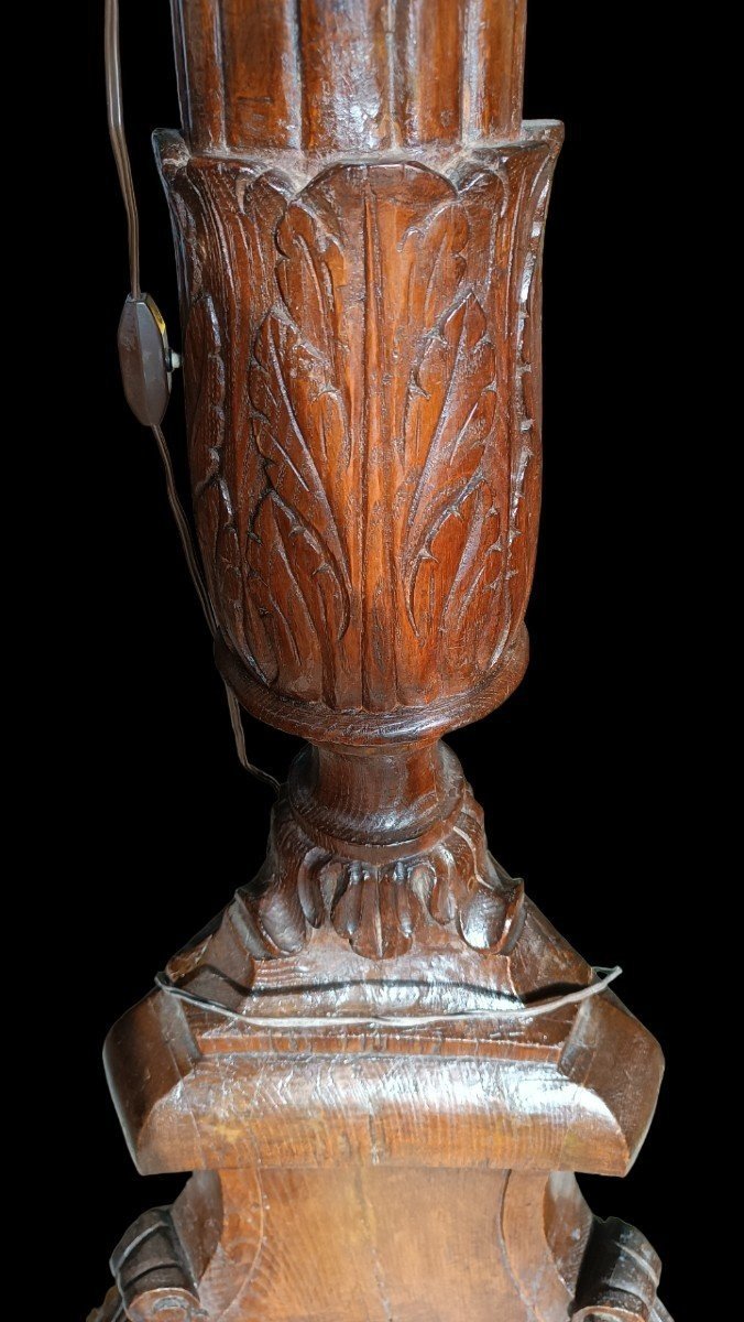 Grandissimo candeliere -lampada in quercia luigi XIV 210 cm-photo-8