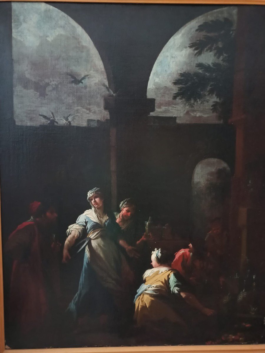 Antica coppia dipinti - scene di genere -Camillo Sagrestani ( Firenze 1660-1731)-photo-3