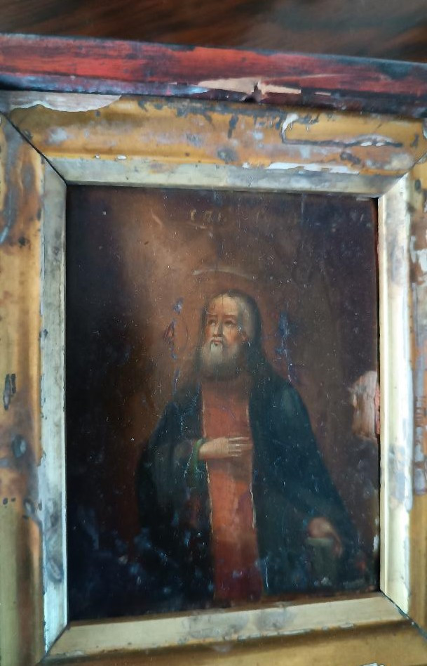 Antica piccola icona da viaggio SAN SERAFINO DA SAROV-photo-3