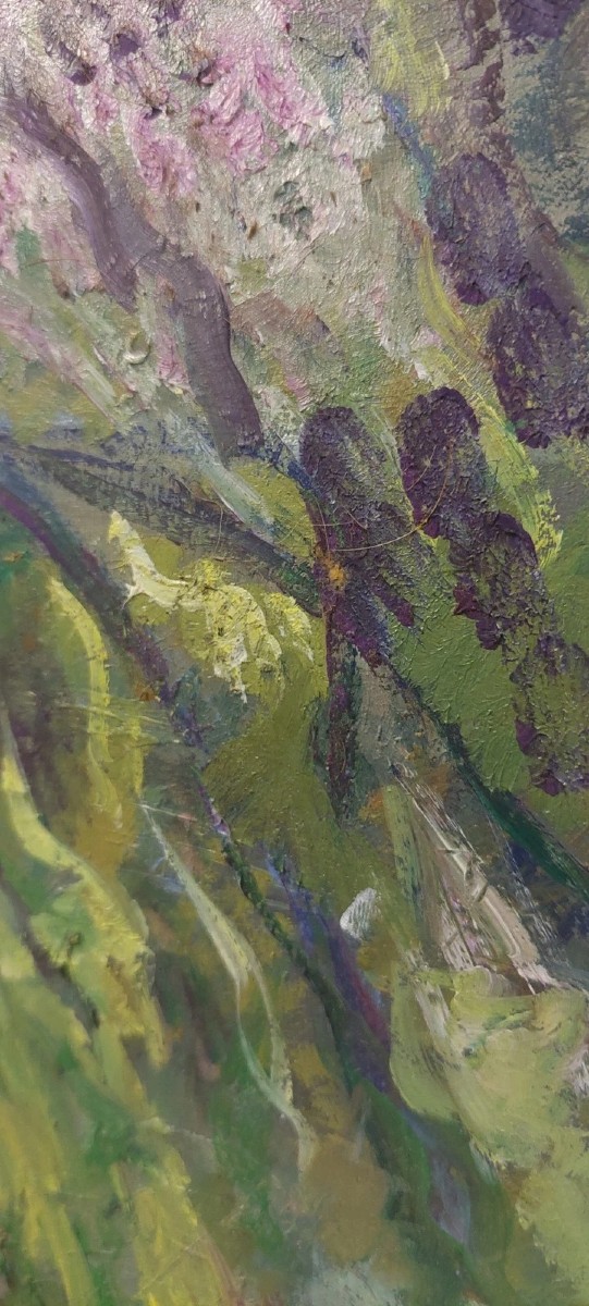 DIPINTO OLIO SU TAVOLA PRIMI 900 PAESAGGIO CORNICE IMPRESSIONISTA-photo-2