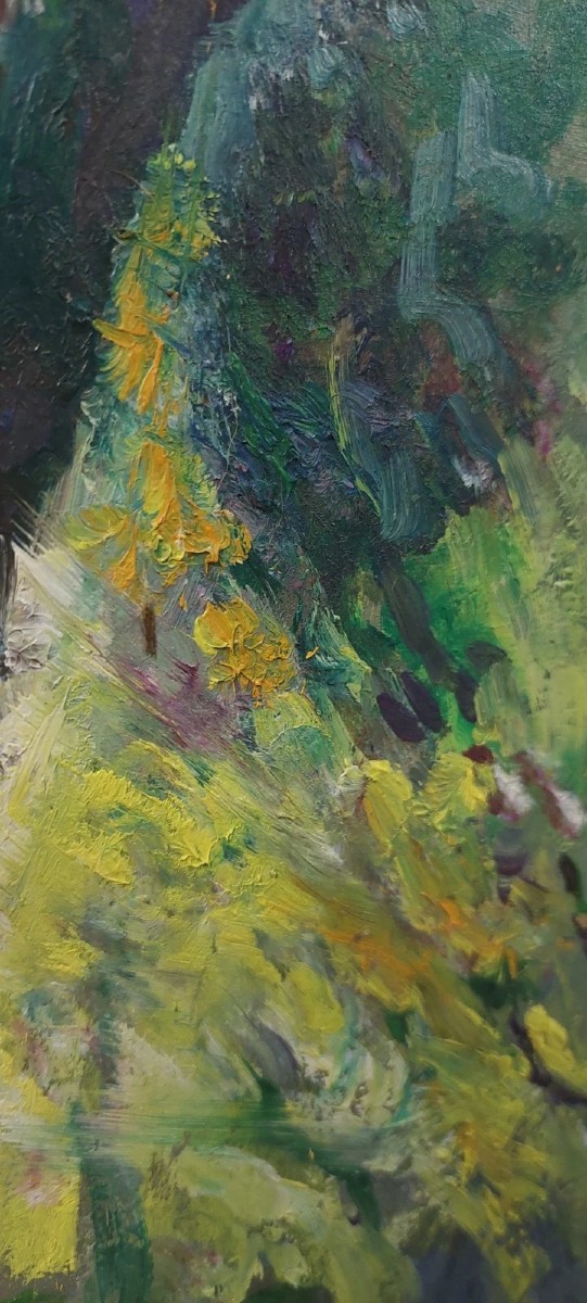 DIPINTO OLIO SU TAVOLA PRIMI 900 PAESAGGIO CORNICE IMPRESSIONISTA-photo-5