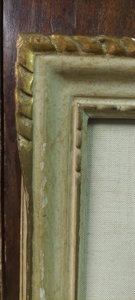 DIPINTO OLIO SU TAVOLA PRIMI 900 PAESAGGIO CORNICE IMPRESSIONISTA-photo-6
