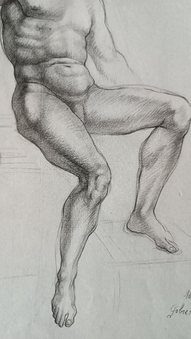 Disegno a matita su carta bozzetto nudo virile -Gabriele Vicari-photo-4