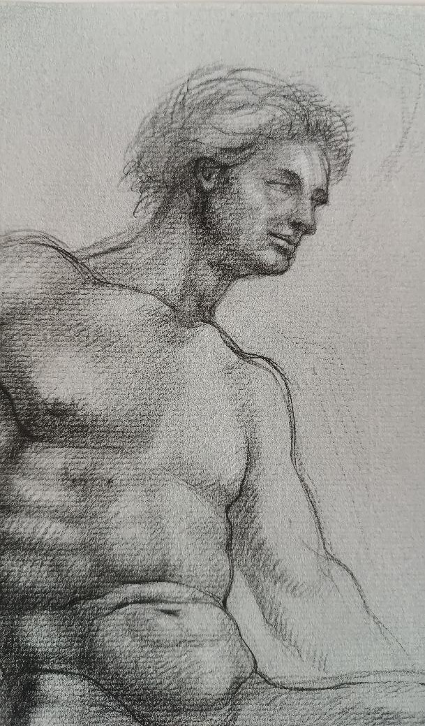 Disegno a matita su carta bozzetto nudo virile -Gabriele Vicari-photo-1