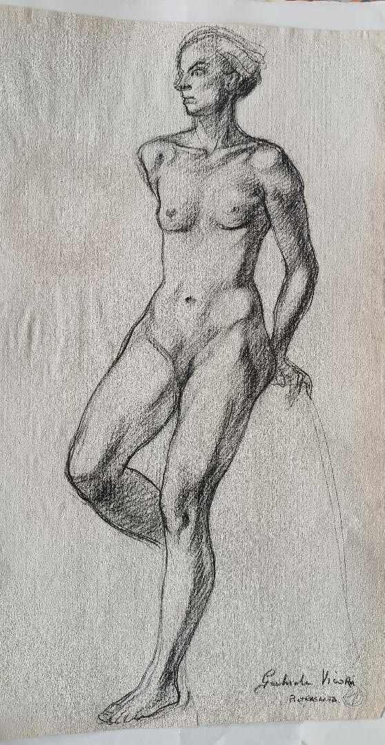 Disegno a matita su carta bozzetto nudo femminile -Gabriele Vicari-photo-2