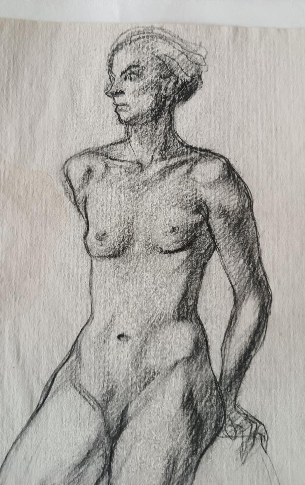 Disegno a matita su carta bozzetto nudo femminile -Gabriele Vicari-photo-3