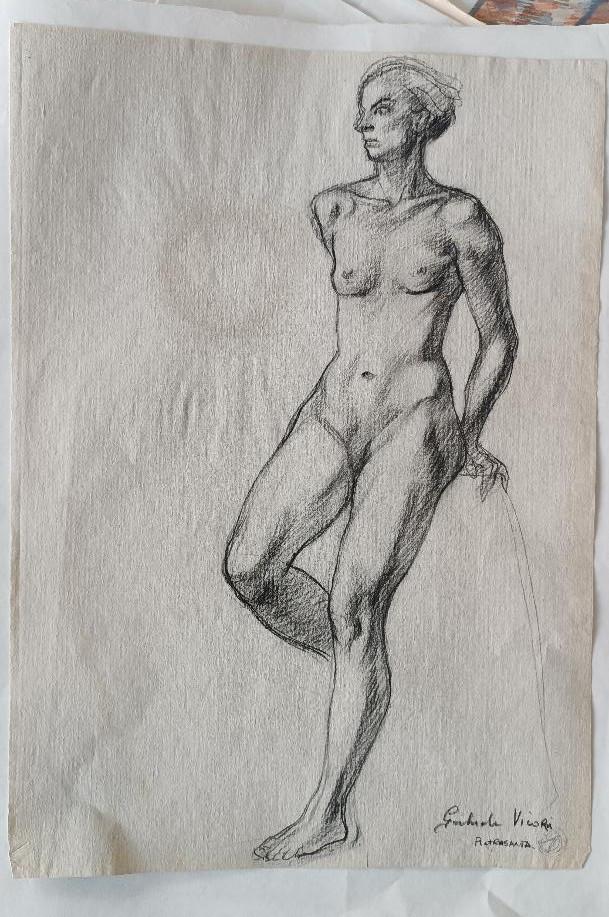 Disegno a matita su carta bozzetto nudo femminile -Gabriele Vicari