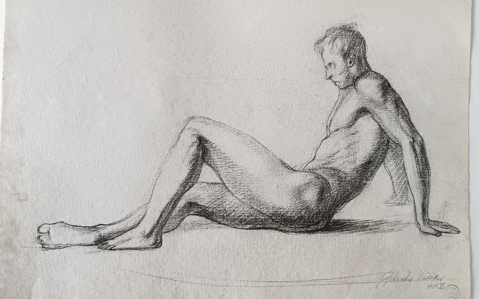 Disegno a matita su carta bozzetto nudo virile -Gabriele Vicari-photo-3