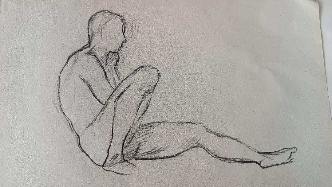 Disegno a matita su carta bozzetto nudo virile -Gabriele Vicari-due disegni solito foglio-photo-4