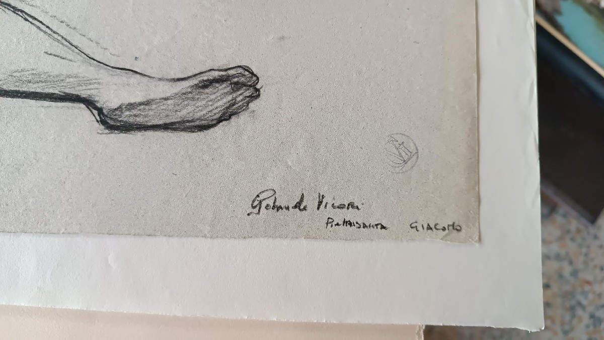 Disegno a matita su carta bozzetto nudo virile -Gabriele Vicari-due disegni solito foglio-photo-1