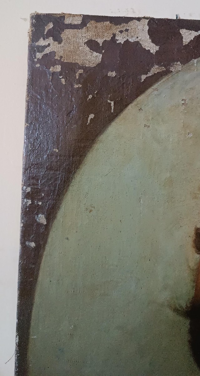 dipinto antico ritratto olio su tela XIX secolo scuola francese-photo-4