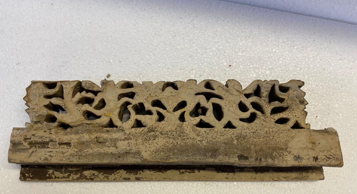 ANTICO FRAMMENTO DI CARRETTO SICILIANO XIX SECOLO LEGNO INTAGLIATO -photo-3
