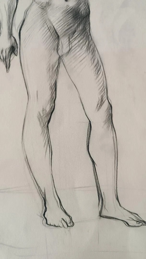 Disegno a matita su carta bozzetto nudo virile -Gabriele Vicari-photo-4