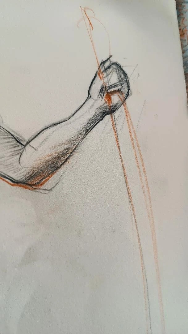 Disegno a matita su carta bozzetto nudo virile -Gabriele Vicari-photo-1