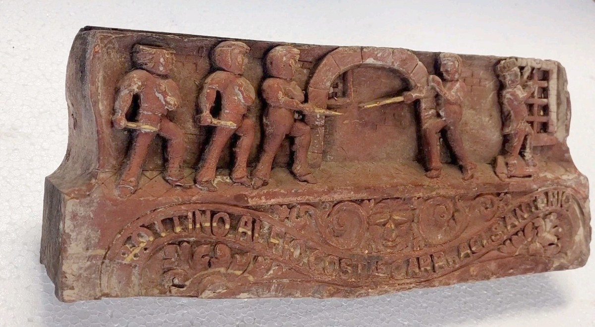 ANTICO FRAMMENTO DI CARRETTO SICILIANO XIX SECOLO LEGNO INTAGLIATO -photo-2
