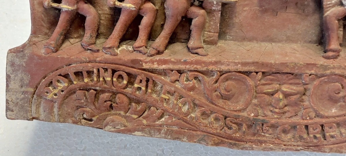 ANTICO FRAMMENTO DI CARRETTO SICILIANO XIX SECOLO LEGNO INTAGLIATO -photo-4