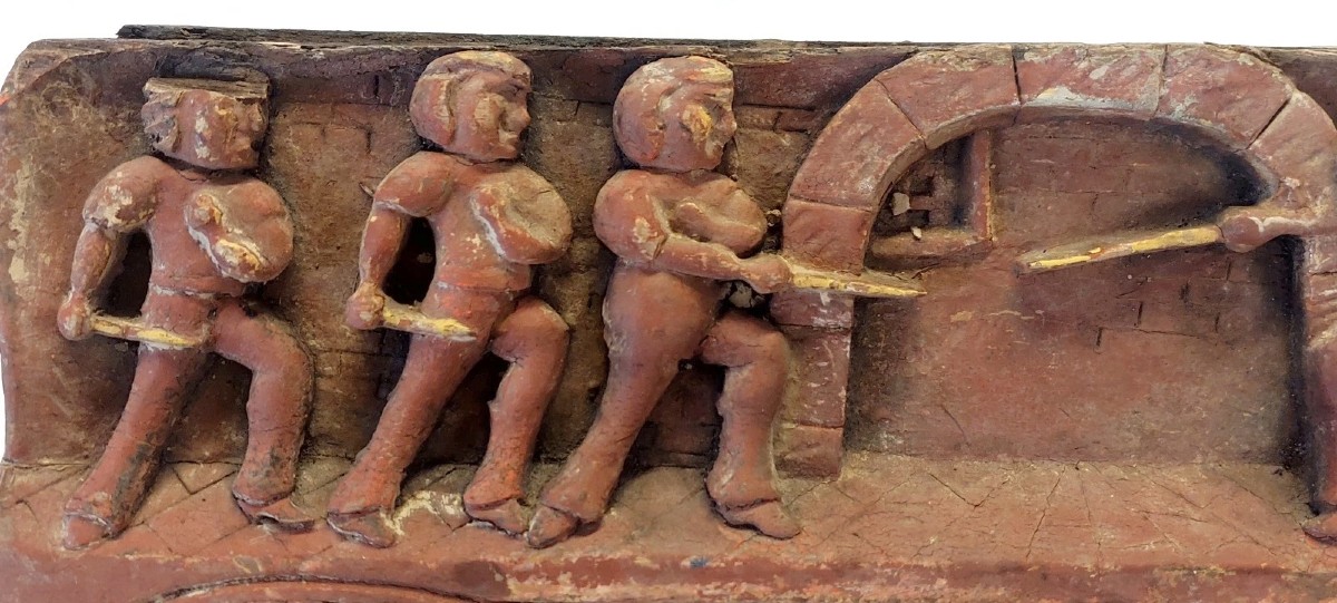 ANTICO FRAMMENTO DI CARRETTO SICILIANO XIX SECOLO LEGNO INTAGLIATO -photo-1