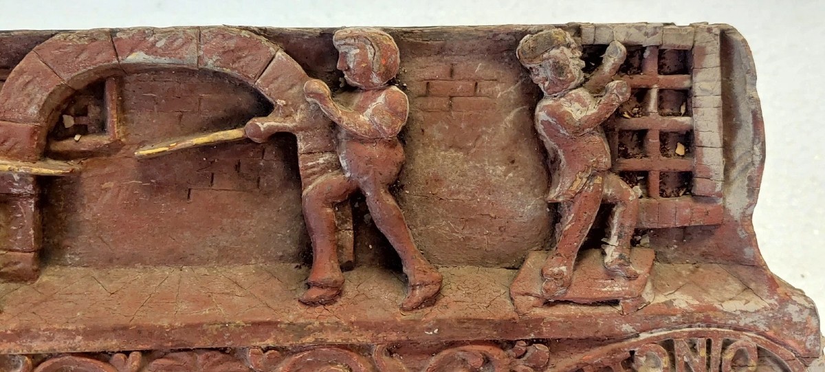 ANTICO FRAMMENTO DI CARRETTO SICILIANO XIX SECOLO LEGNO INTAGLIATO -photo-2