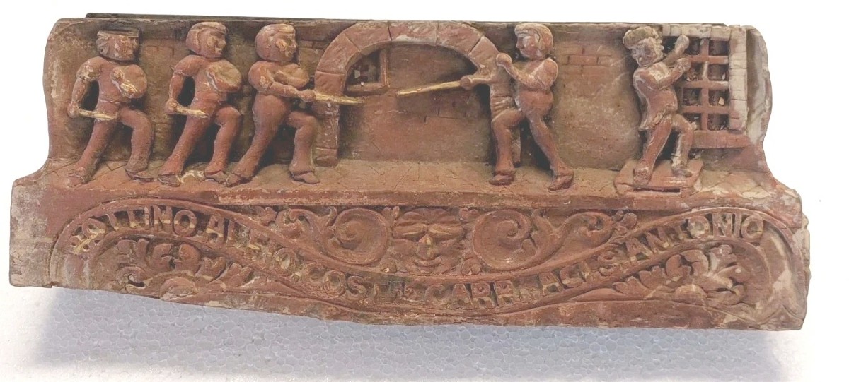 ANTICO FRAMMENTO DI CARRETTO SICILIANO XIX SECOLO LEGNO INTAGLIATO 