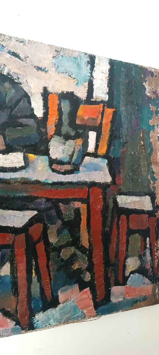 Olio su tela FERRUCCIO FERRI -ANNI 30 - "UOMINI ASSONNATI" PERIODO SIRACUSANO-photo-4