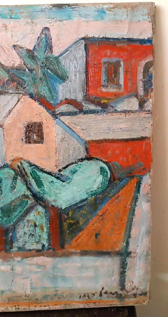 Olio su tela "paesaggio siciliano" FERRUCCIO FERRI -PREMIO MOSTRA NAZ.SIENA 1949-photo-1