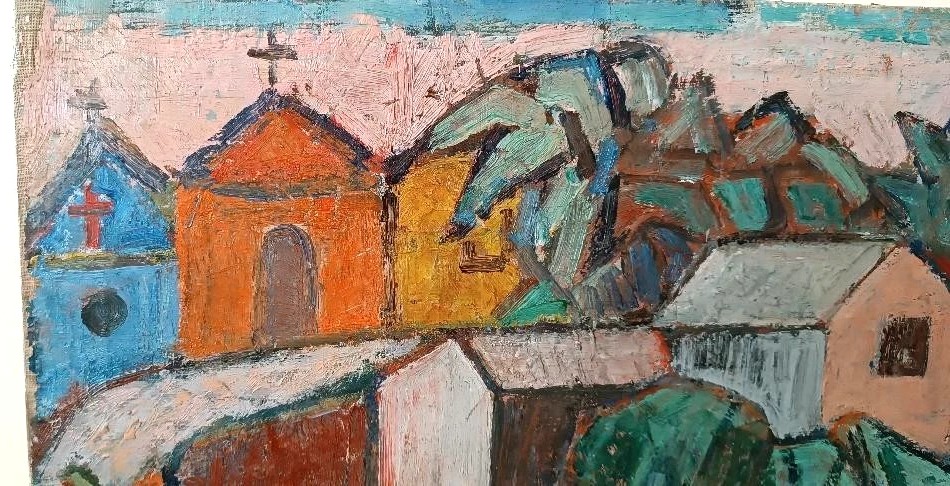 Olio su tela "paesaggio siciliano" FERRUCCIO FERRI -PREMIO MOSTRA NAZ.SIENA 1949-photo-2