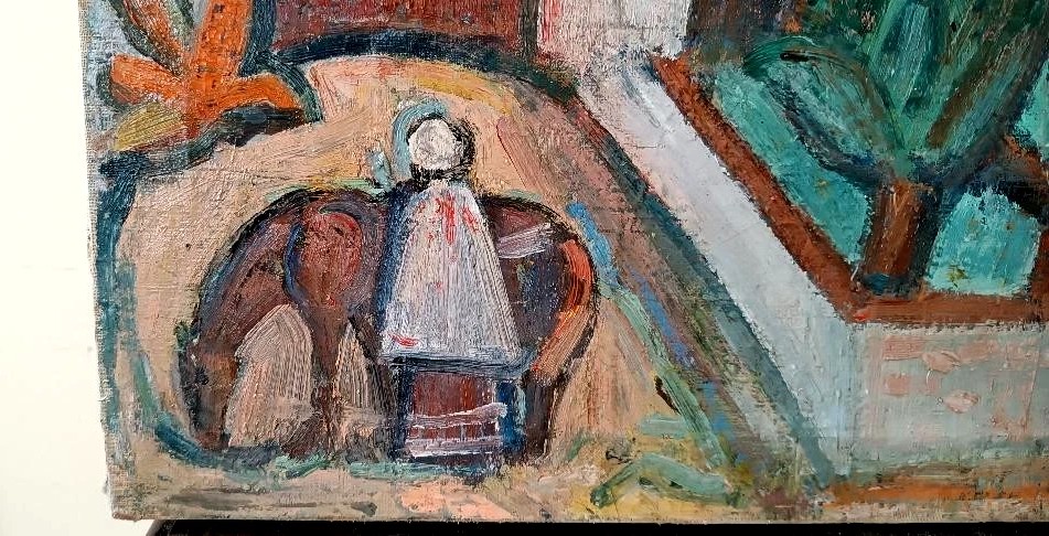 Olio su tela "paesaggio siciliano" FERRUCCIO FERRI -PREMIO MOSTRA NAZ.SIENA 1949-photo-3