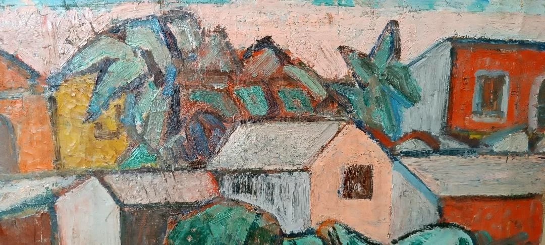 Olio su tela "paesaggio siciliano" FERRUCCIO FERRI -PREMIO MOSTRA NAZ.SIENA 1949-photo-5