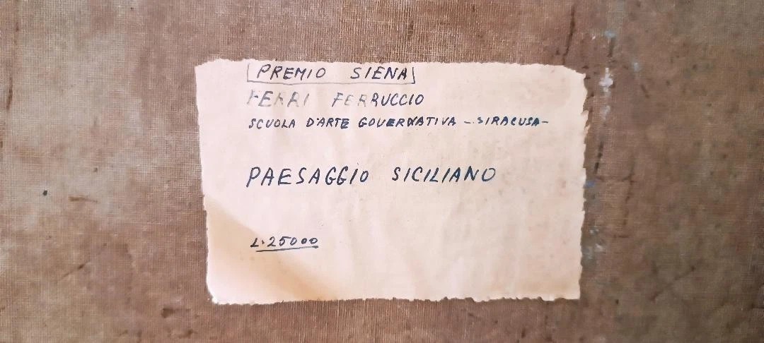 Olio su tela "paesaggio siciliano" FERRUCCIO FERRI -PREMIO MOSTRA NAZ.SIENA 1949-photo-7