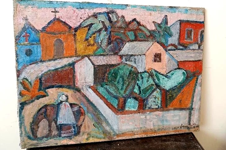 Olio su tela "paesaggio siciliano" FERRUCCIO FERRI -PREMIO MOSTRA NAZ.SIENA 1949-photo-8