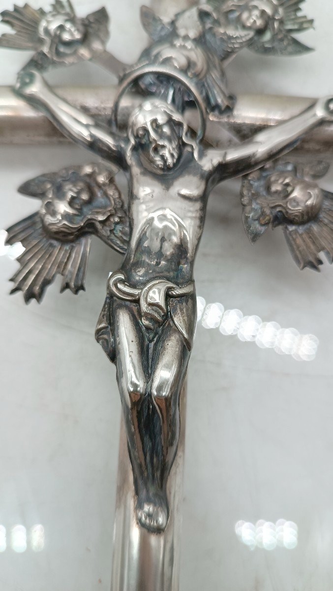 Cristo con croce -  argento XIX secolo italia H.27 CM-photo-4