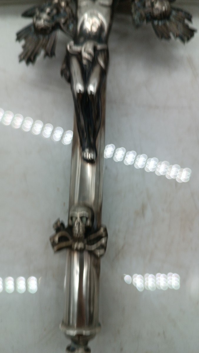 Cristo con croce -  argento XIX secolo italia H.27 CM-photo-1