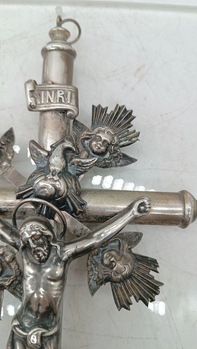 Cristo con croce -  argento XIX secolo italia H.27 CM-photo-3