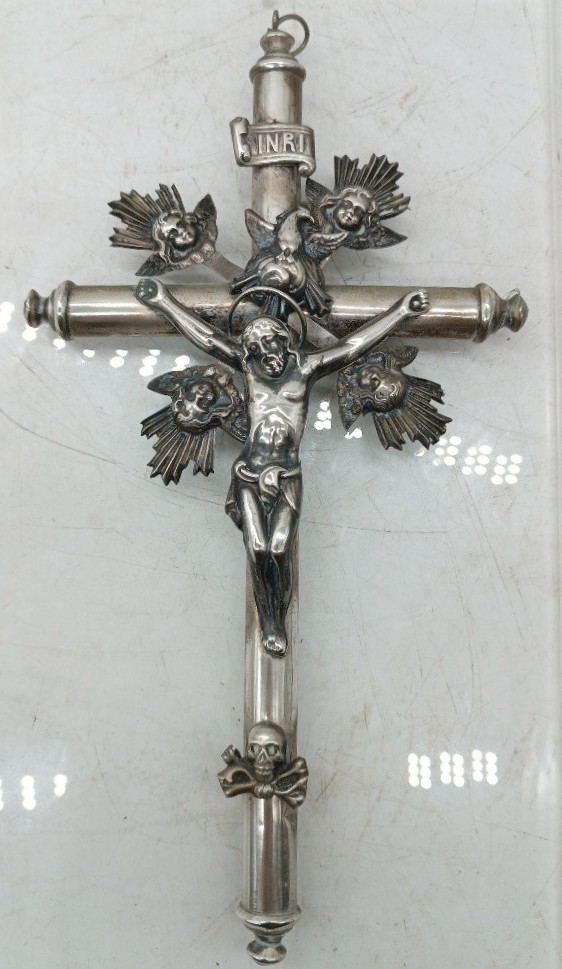 Cristo con croce -  argento XIX secolo italia H.27 CM-photo-4
