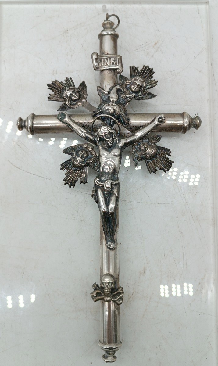 Cristo con croce -  argento XIX secolo italia H.27 CM-photo-5