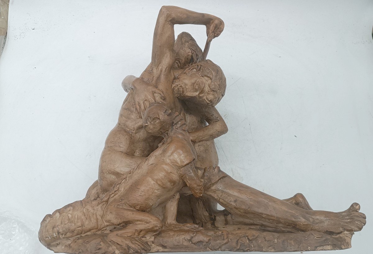 scultura terracotta prima meta' xx secolo scena mitologica