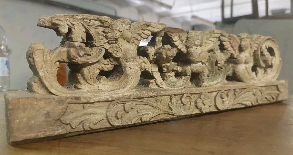 ANTICO FRAMMENTO DI CARRETTO SICILIANO XIX SECOLO LEGNO INTAGLIATO-photo-4