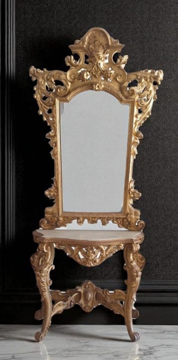 Consolle con specchiera legno dorato XIX secolo Toscana