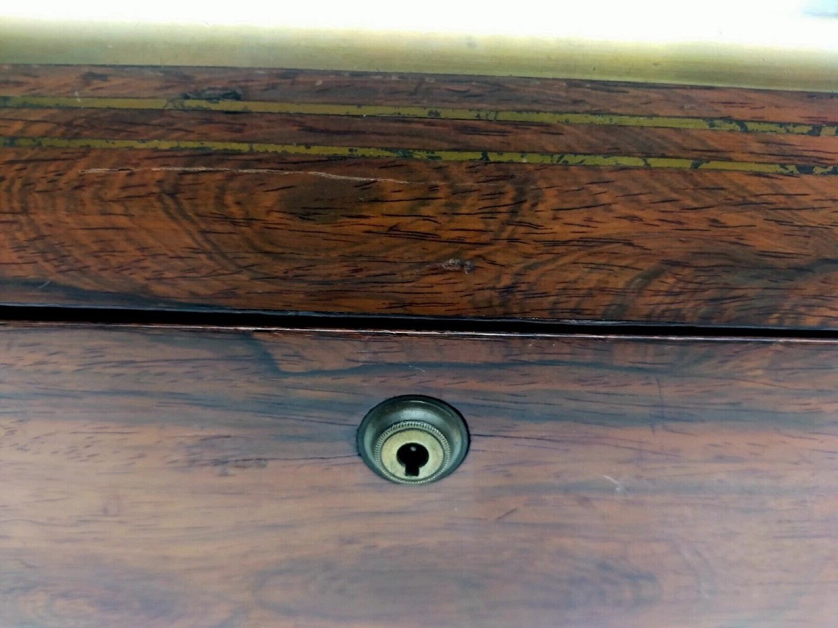 BAULETTO ANTICO TRUCCO SCRITTOIO CUCITO SCRIGNO SCATOLA IN LEGNO xix secolo-photo-6