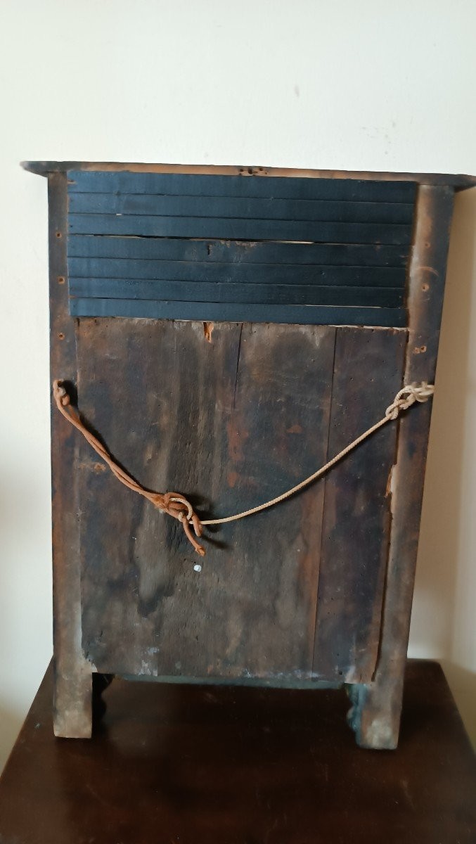 piccola specchiera antica impero legno dorato dipinto su vetro-photo-2