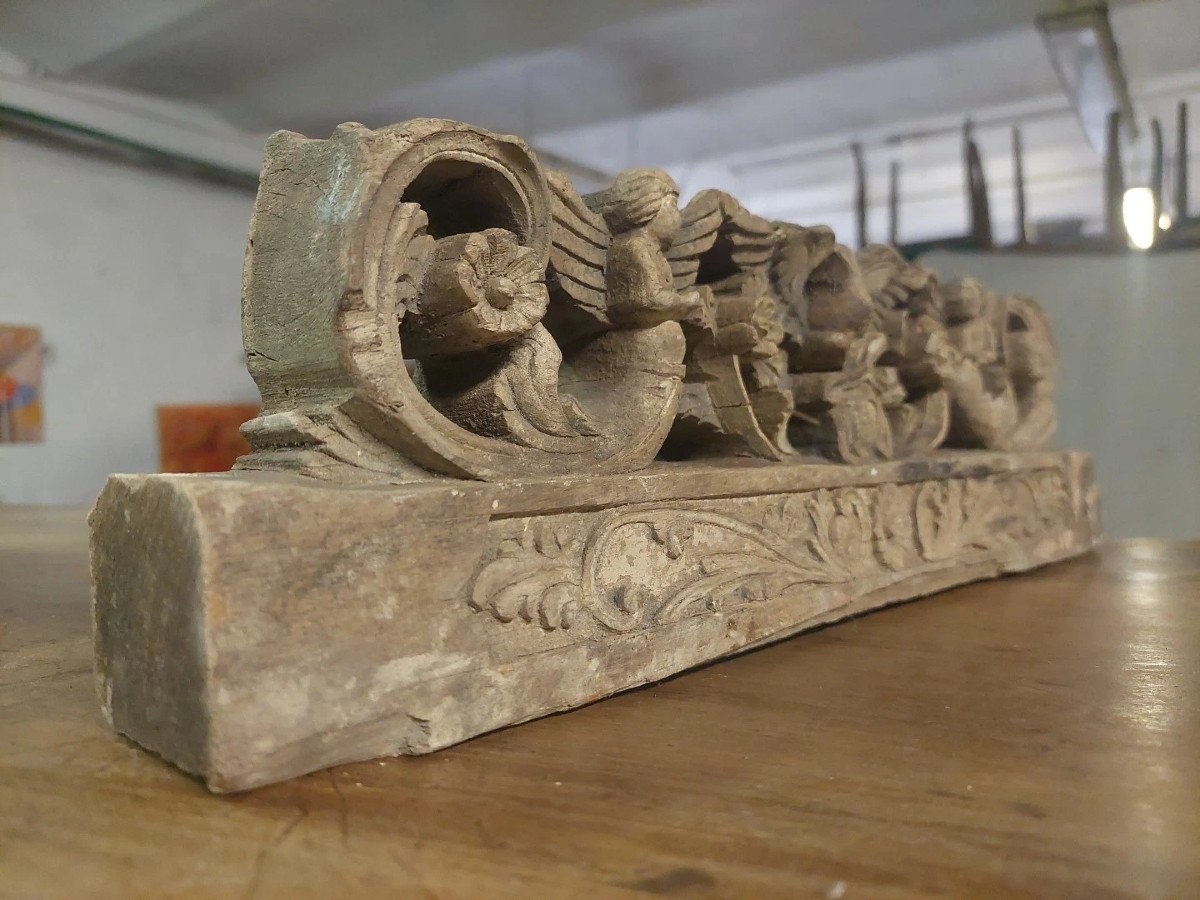 ANTICO FRAMMENTO DI CARRETTO SICILIANO XIX SECOLO LEGNO INTAGLIATO-photo-4