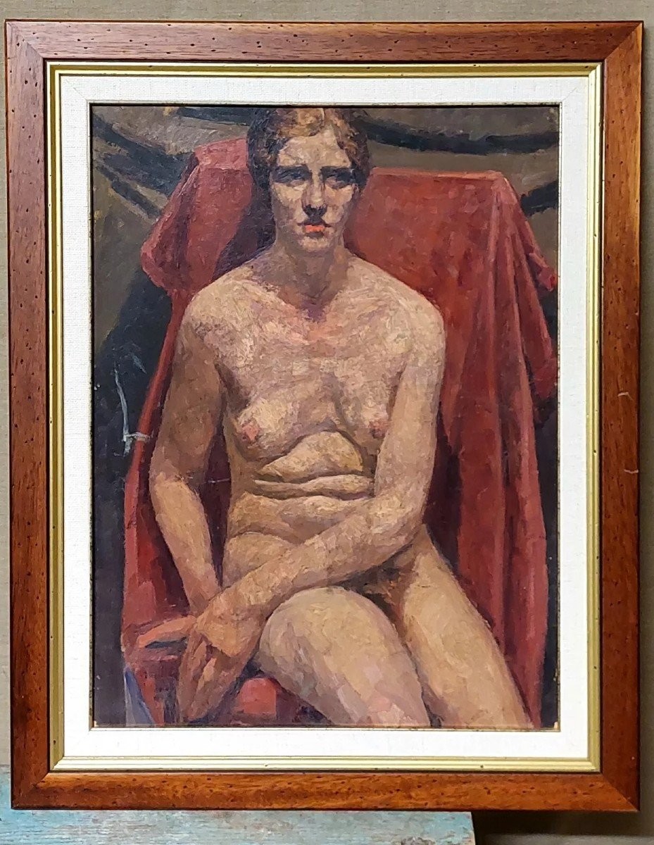 Dipinto olio su cartone primo ventennio del xx secolo-nudo femminile-photo-2